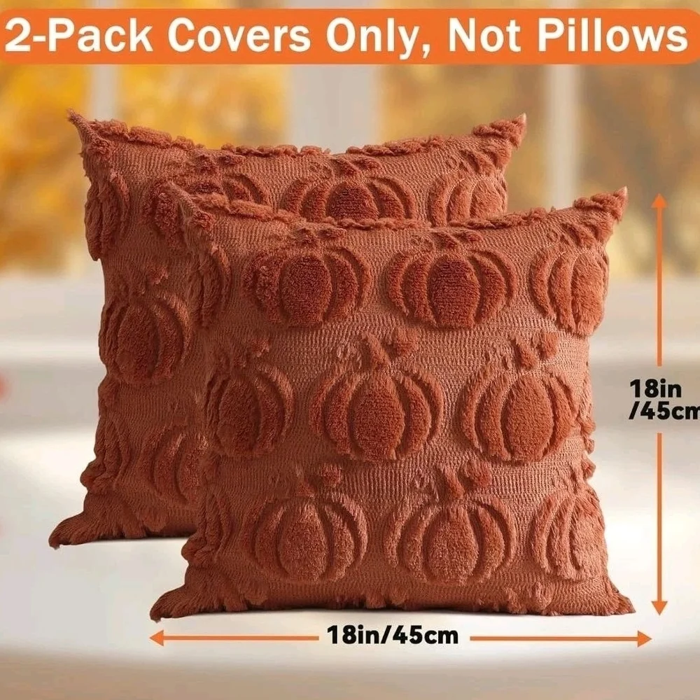 Pumpkin Fall Decorative Throw Pillow Covers 18x18Inch Set of 2